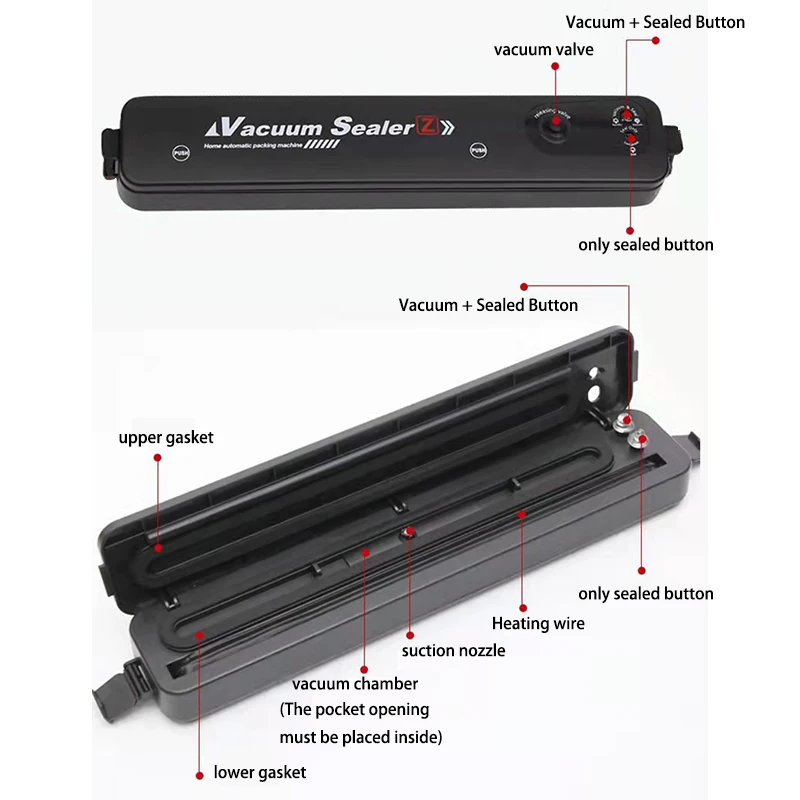 Xiaomi Household Food Vacuum Sealer 220V Automatic Food Packaging Machine Film Sealer Small Sealing Vacuum Packer kitchen Tool
