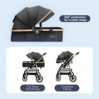 Poussette bébé, avec pliage automatique, position inclinable et allongée, compacte et légère, auvent rétractable, panier de rangement 5