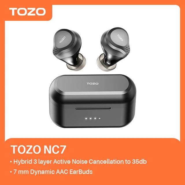 NC7 - Auriculares inalámbricos híbridos con cancelación activa de ruido,  Bluetooth 5.3 con tiempo de reproducción ultra largo de 72 horas, detección