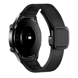 Premium 22mm Crazy Horse Leather Strap with Square Buckle and Magnetic Quick Release, Unisex Design - 22mm strap (Black)