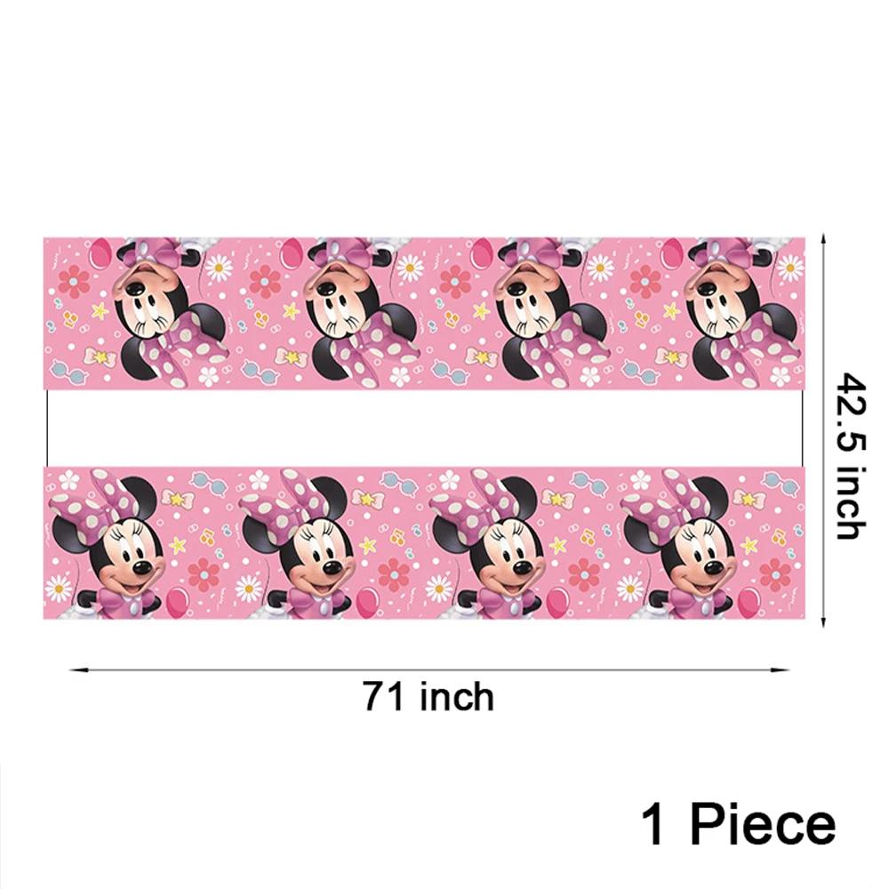 Minnie Themed Minnie Mouse Pink Birthday Party Decoration Flag Disposable Tableware Dinner Plate Scoop Forks Set Supplies