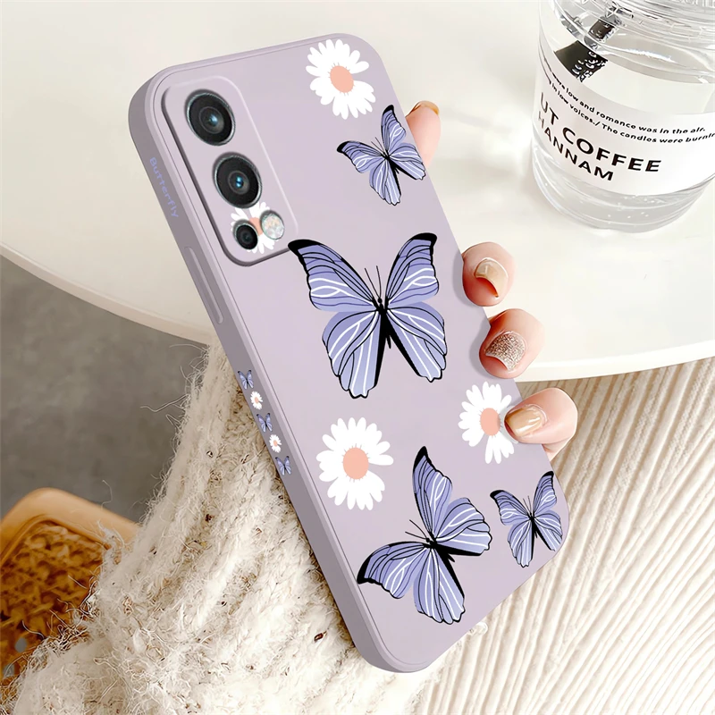 Purple Butterfly Flowers Pattern Shockproof Silicone Phone Case - Soft Protective Cover