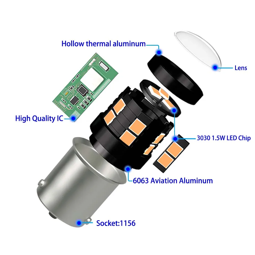 DC9-30V 15SMD ĵ 1156 PY21W BAU15S 150  S25 ڹ LED  õ ,   , 2 