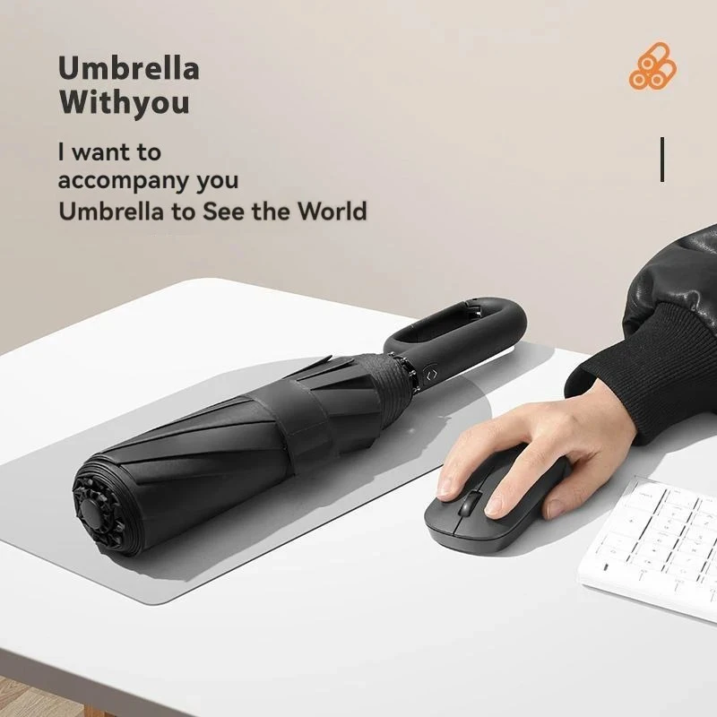 Automatic Umbrella Oversized Reinforced Windproof Rainproof Dual-use UV Resistant Fully Automatic Rotating Ring Buckle Umbrella Fold double keel