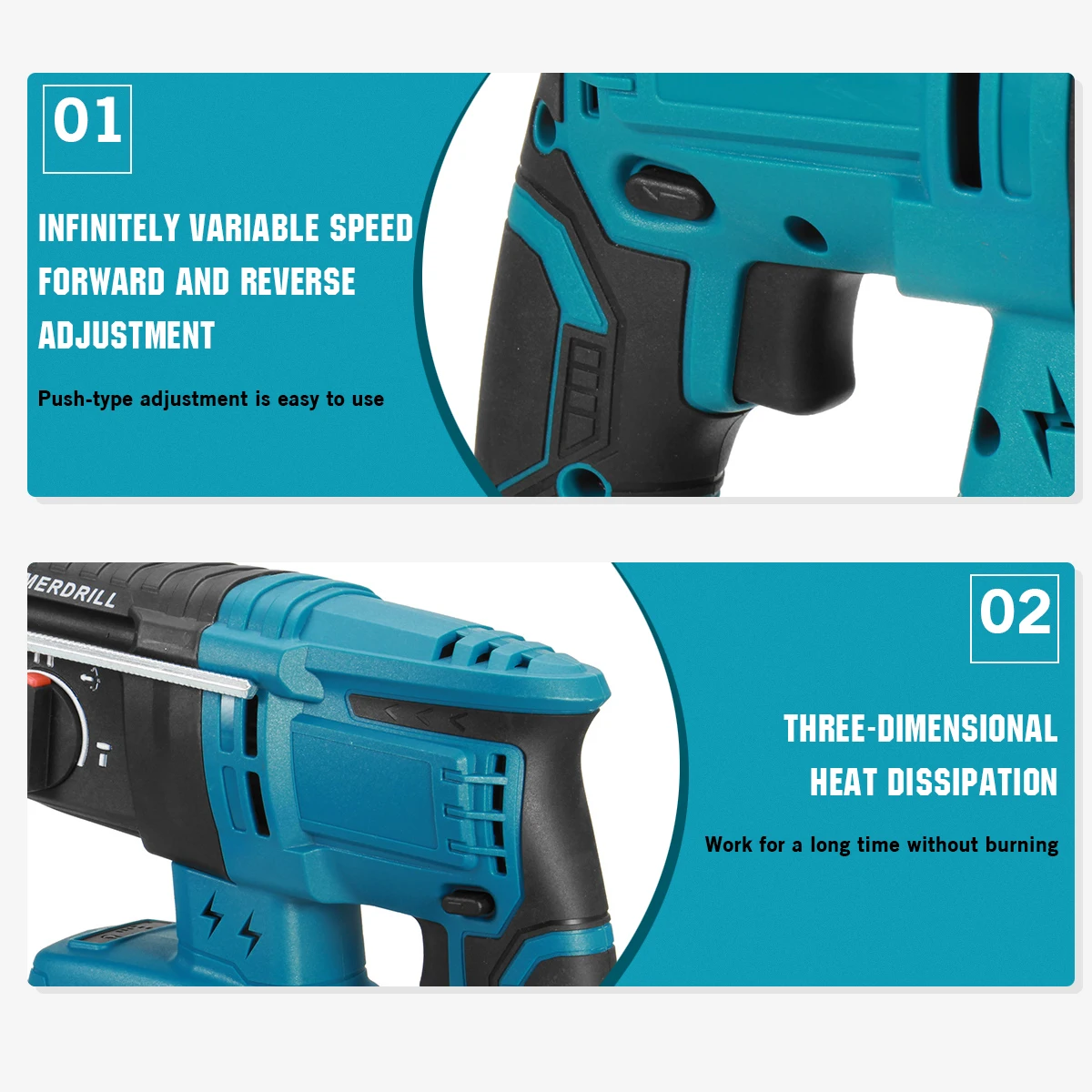 27mm Bürstenlosen Elektrischen Bohrhammer Schlagbohrschrauber SDS Plus Chuck Cordless Power Tools Für Makita 18V Batterie – Detail 11