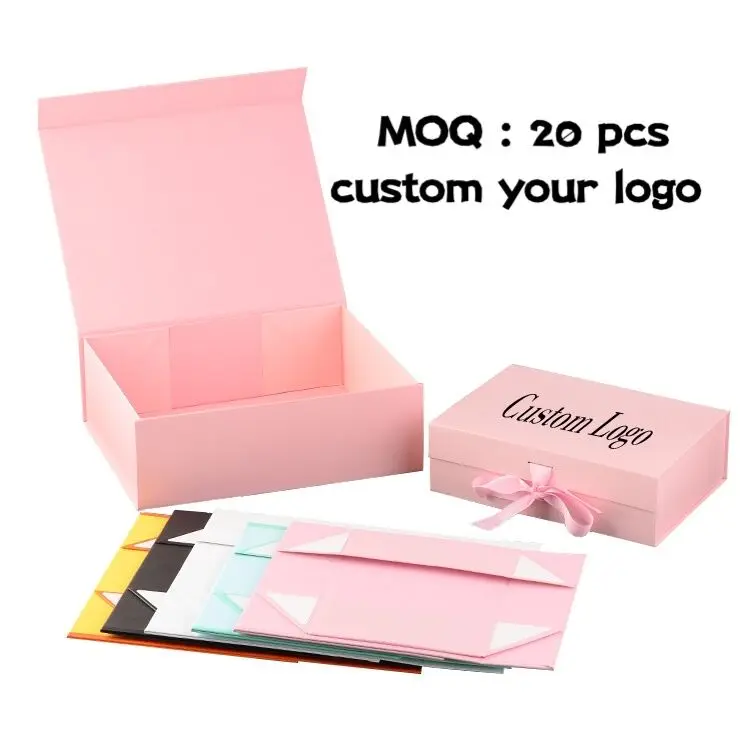20pcs/lot cusotm size Luxury Foldable Rigid Paper Gift Box Printing Elegant Magnetic Cardboard Gift Box