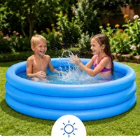 Piscine gonflable familiale Intex bleue à 3 anneaux |     1,47 m ou 1,68 m |     Chambre à air triple avec double soupape de sécurité |     Piscine pour enfants et familles pour jardin, patio, terrasse et été |     Patch de réparation inclus 4