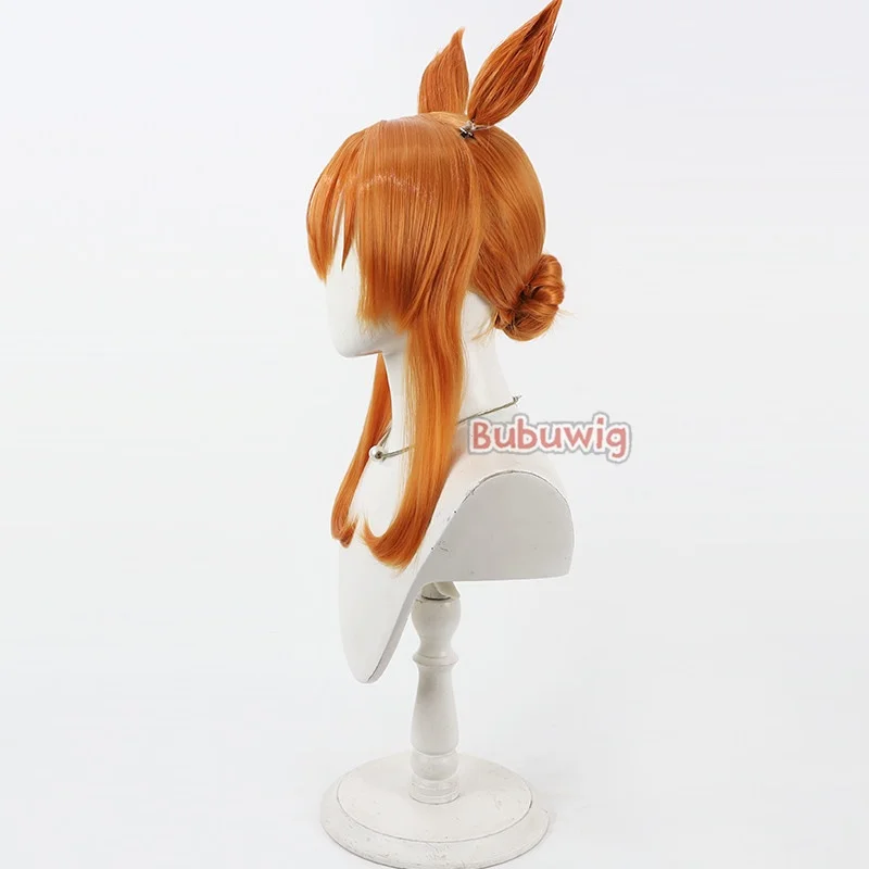 Bubuwig 합성 헤어 마야노 탑건 코스프레 가발 우마 무스메: 프리티 더비 마야노 탑건 40cm 롱 오렌지 가발 내열성