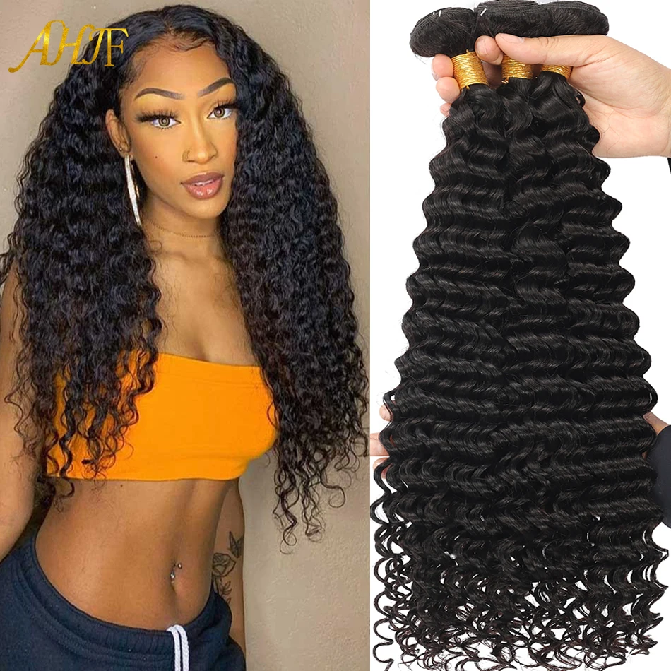 Deep Wave Bundles 1/3/4 Pcs Brazilian Human Hair Extensions Loose Deep Wave Wholesale Vendor