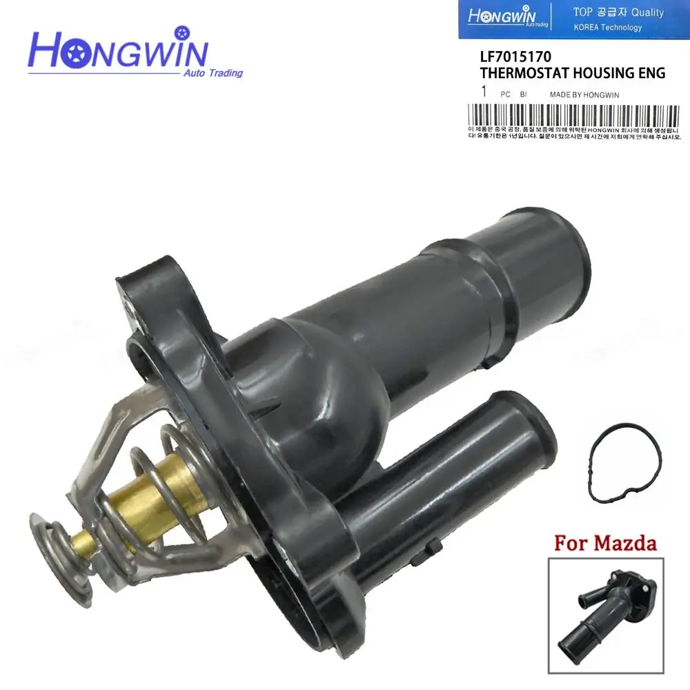 OE: LF70-15-170 LF7015170 902682 143-0838 Engine Coolant Thermostat Assembly Water Outlet For Mazda 3 5 MX5 Miata 2.0 2.3L 2.5L