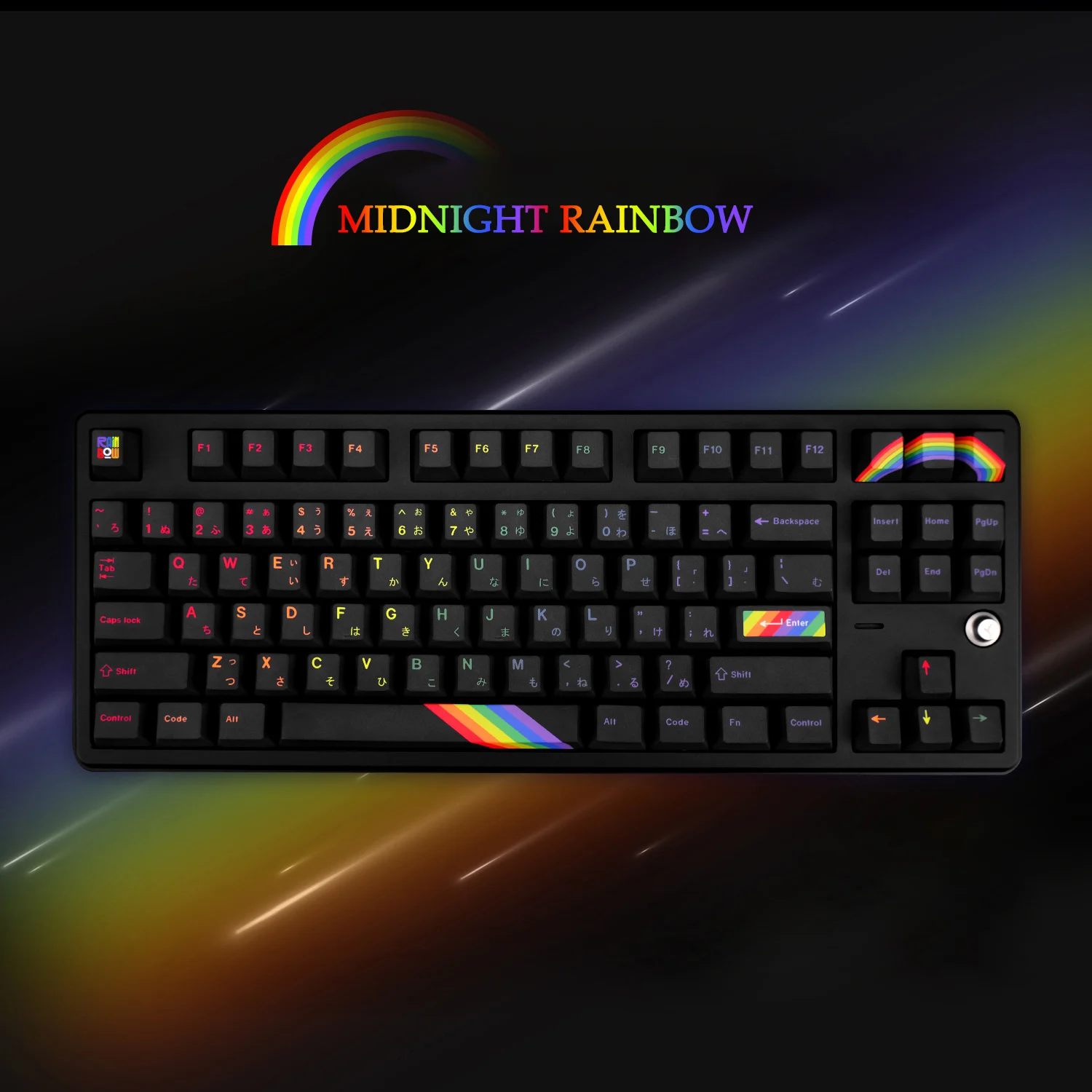 

134 Key GMK Midnight Rainbow Keycaps Cherry Profile PBT Dye-Sub Mechanical Keyboard Keycap For MX Switch With 6.25U 7U Spacebar