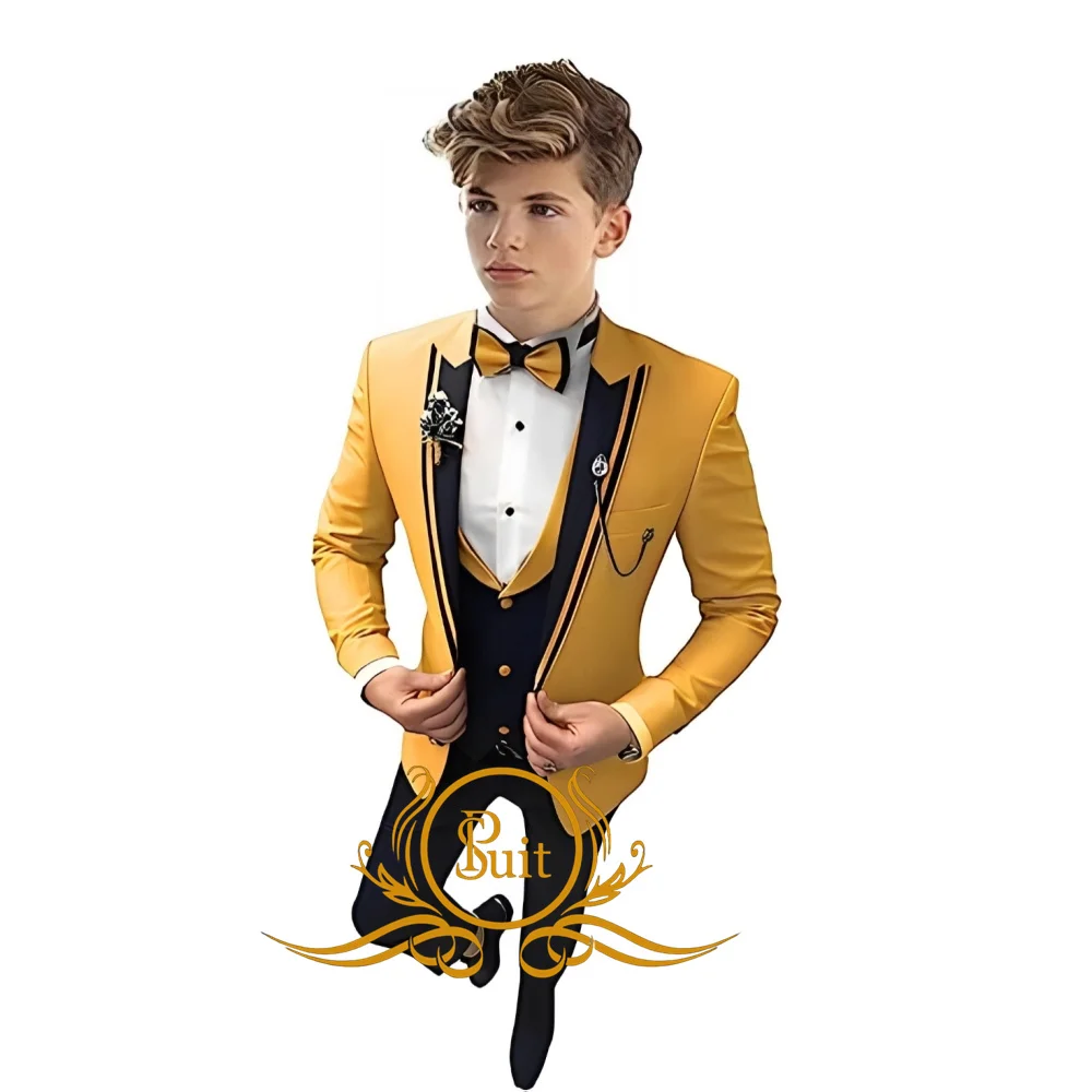 

Boys Suit Wedding Tuxedo Jacket Vest Pants 3 Pieces Set Slim Fit Formal Outfit Dresswear for Boy