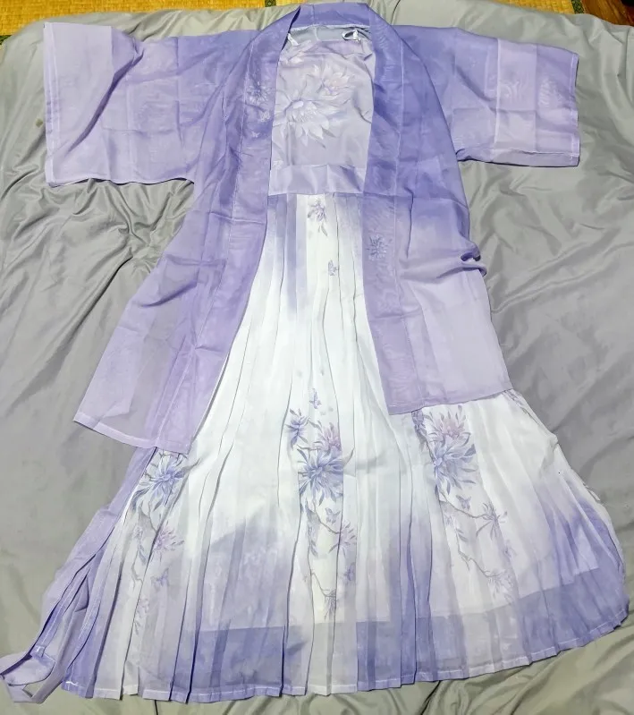 【 青竹 】Wei Jin Style Hanfu Cross Neck Straight Train Big Sleeve Shirt Ancient Style Suit photo review