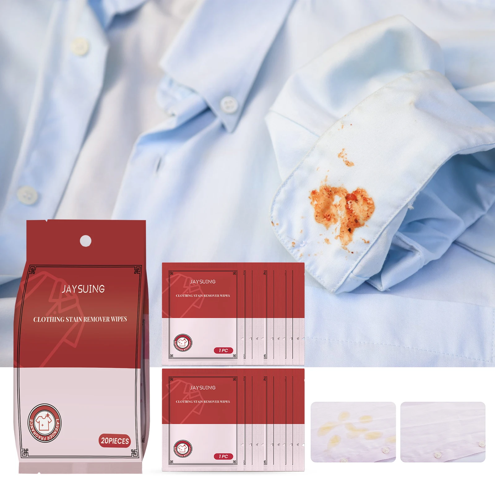 Portable Eco-friendly Clothing Stain Remover Wipes Fabric Clean Oil and Water Stains Dark & Yellow Spots Pigment in Clothes