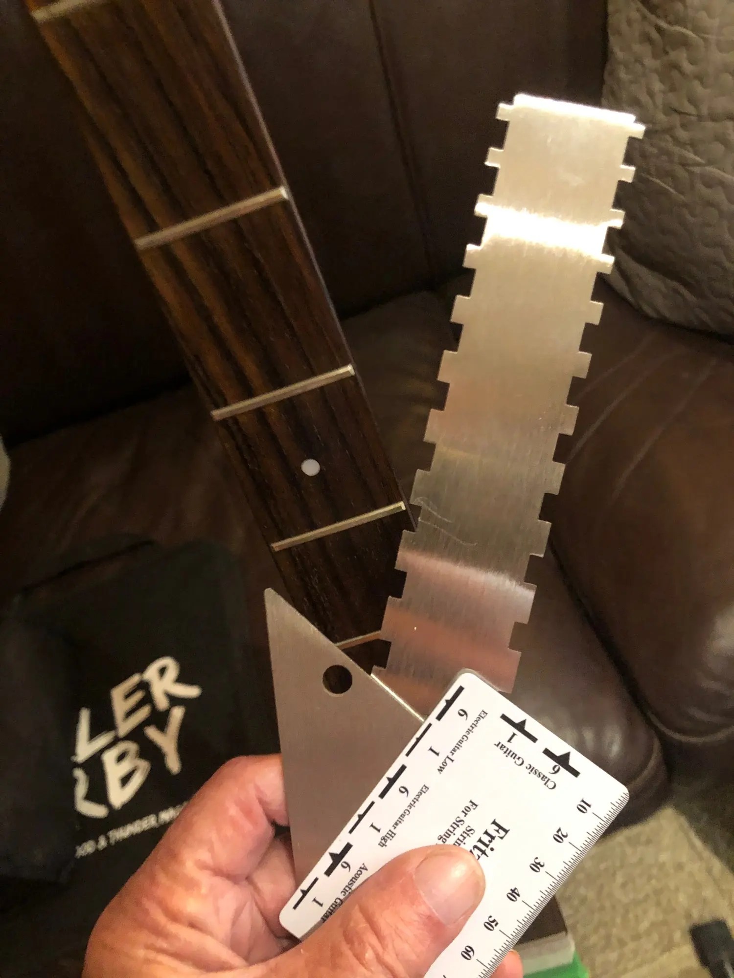 Guitar Neck Rest Stainless Steel Guitar Neck Notched Straight Edge Luthiers Tool Ruler Gauge String Measurement Ruler Guitar String Winder