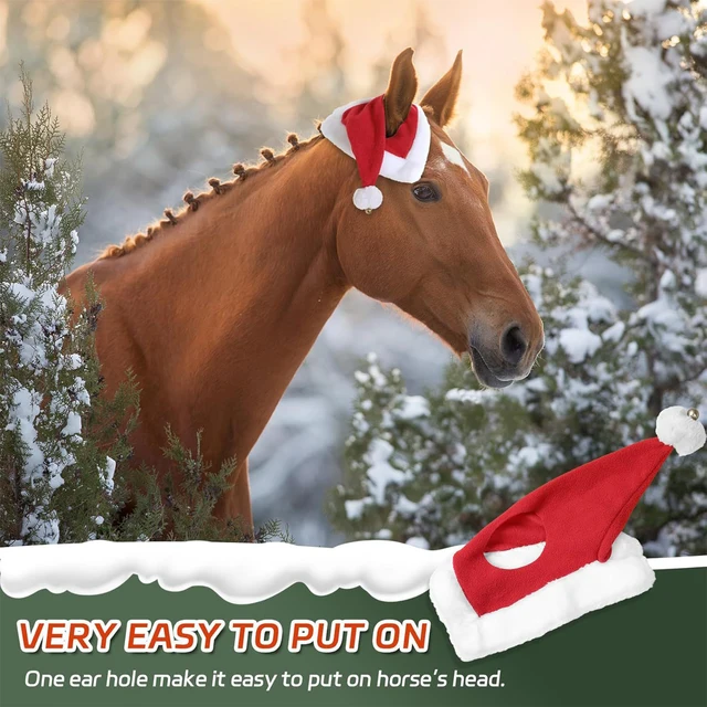 Horse Christmas Hat, Party Hat Holiday Cap Headpiece Headwear Horse Santa Hat Xmas Horse Hat for Cosplay, Christmas Party 4