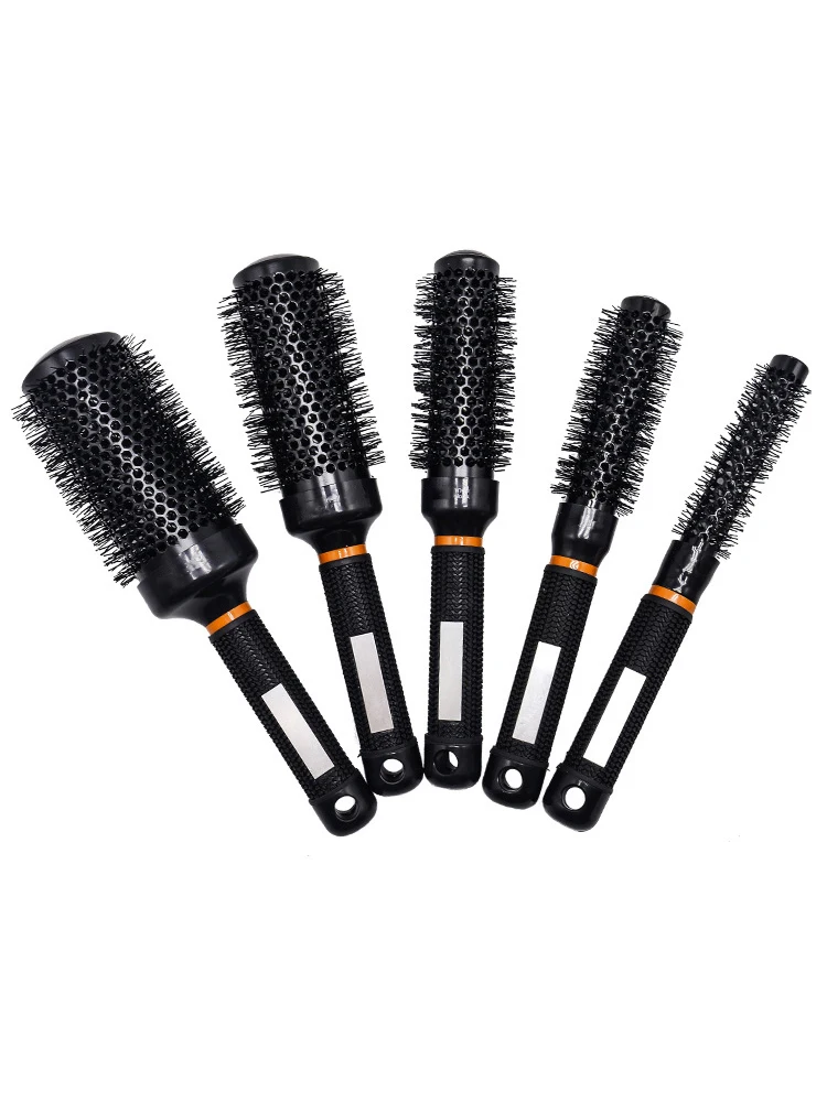 Hair Styling Hair Brush Nylon Comb Thermal Aluminum Tube Round Barrel Comb Professional Salon Brush Rollers Tools
