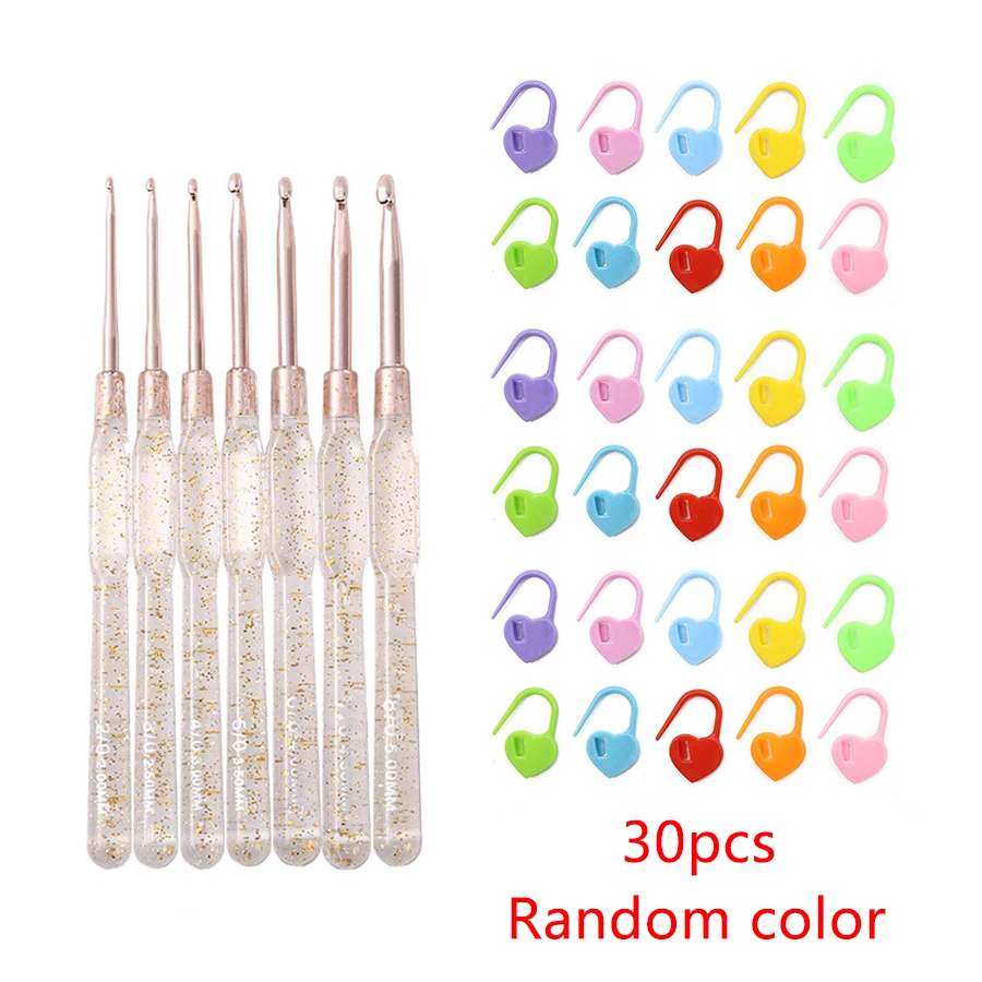 Colorful Crochet Hook Set with Counting Clips - 37-Piece DIY Knitting Tool Collection