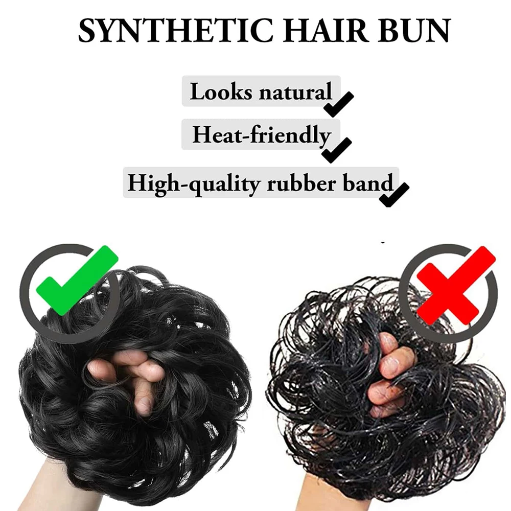 Hair Bun Extensions Synthetic Hair Bun Wig Donut Wavy Elastic Rubber Scrunchie Hair Pieces Ladies Extension Curly Wrap