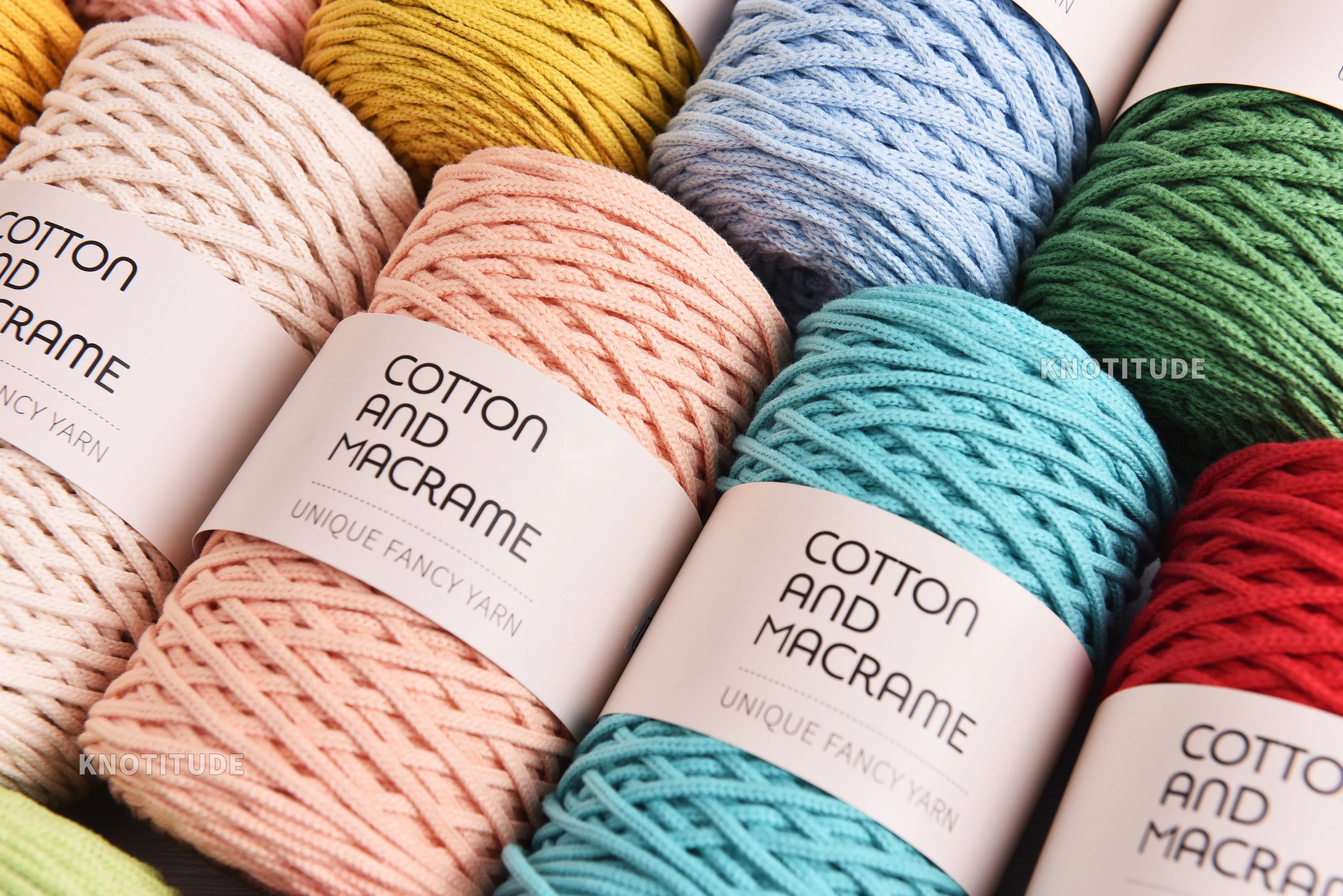 KNOTITUDE 3mm Cotton Macrame Cord 130m a Roll Hand knitting yarn Hand Crochet yarn Bag crochet yarn 100% high quality cotton 5