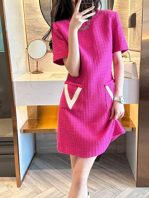 ameriADORABLE BACK RIBBON TWEED DRESSワンピ 01_f2ea3686-6aac-48cb-ad1c-