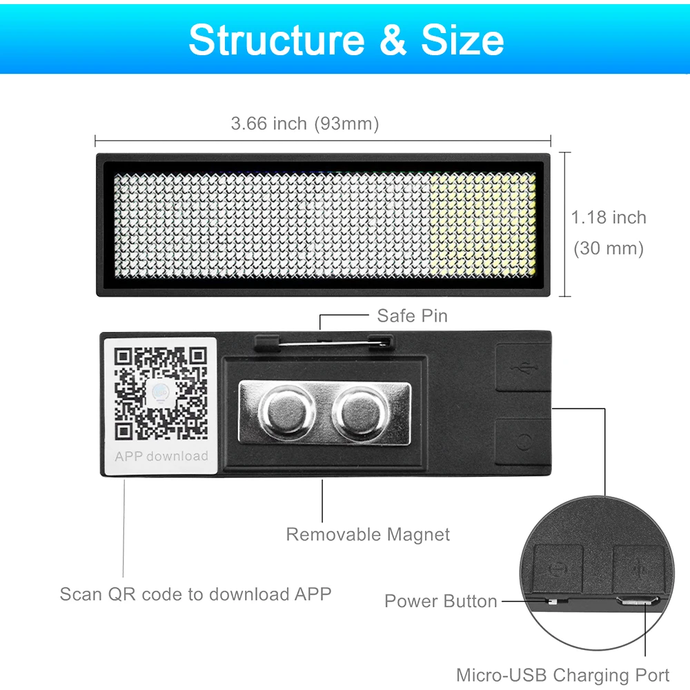 iKKEGOL Programmable Blue DIY Text Name Flash LED Chrome Scrolling