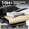 COMHOMA Big and Tall Office Chair 400lbs High Back Leather Executive Chair with Ergonomic Lumbar Support & Pocket Spring Cushion