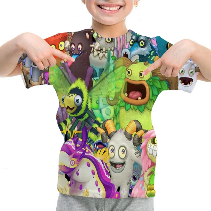 My Singing Monsters 3D Print T-Shirt Boys Girls Summer Short Sleeve Tops