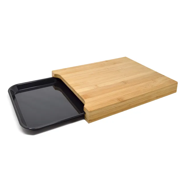 JOCCA brand bamboo cutting board with sink drainer in red or black COLOR,  multi-purpose type. Cooking tool for cutting meats, PESACADOS, vegetables,  fruits, sausages or cheeses.