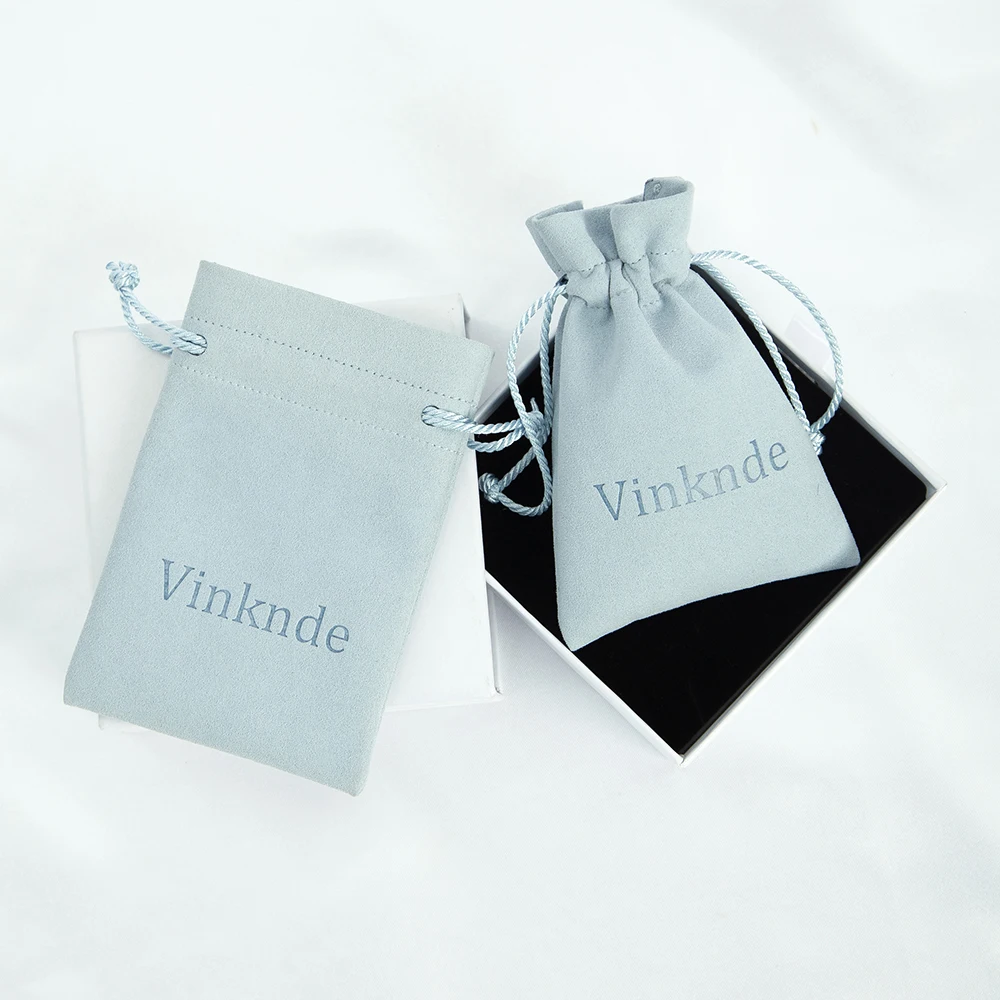 100pcs Personalized Emboss Logo Microfiber Pouch Bags Custom Jewelry Drawstring Packaging Ring Brooch Storage Candy Bulk
