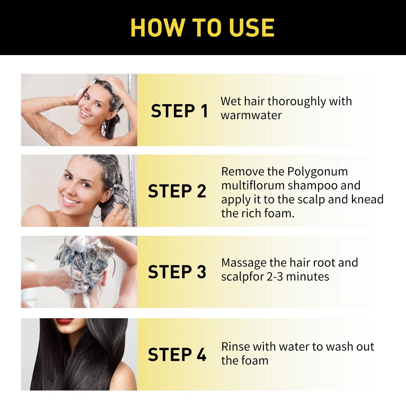 Shampoo per tinture per capelli colore per capelli cura oscurante nutriente rivestimento lucido grigio pulito cuoio capelluto Polygonum naturale Shampoo colorante per capelli neri - immagine 6