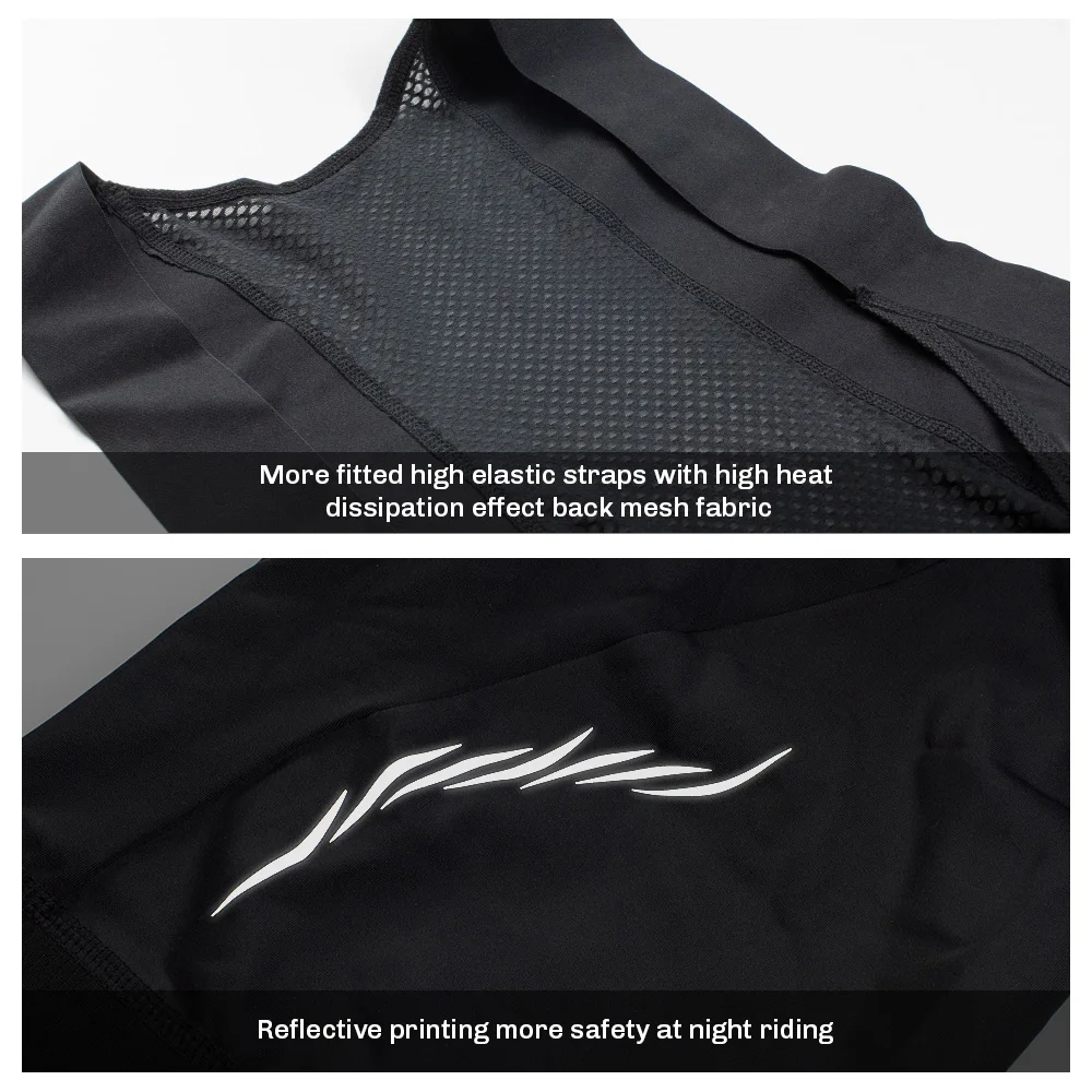 Cycling Bib Shorts RION Men Reflective Road Bike Clothes Slim Fit Tights Outdoors Sports Long Distance Breathable