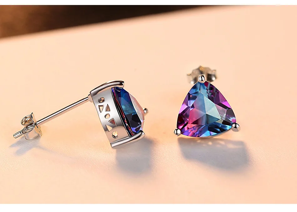 S925 Silver Trendy Gold Plated Stud Earrings Sparkling Rainbow  Earring Color For Women Fashion Accessories Wedding Party  Gift