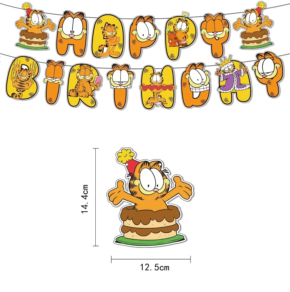 Decoración de fiesta de cumpleaños con dibujos de Garfield, lindos y divertidos globos de gato, pancarta, fondo, vajilla, vasos, suministros para fiestas, juguetes para niños, regalo