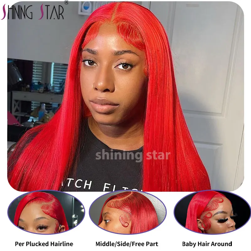 30 34 Inch Hot Red 13x6 Hd Lace Frontal Wigs Human Hair Wig Brazilian Red Colored Body Wave 13x4 Lace Front Wig For Black Women 2