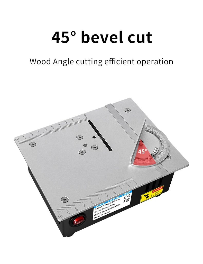 Scie de table mini 96W DC24V – Haute puissance, 7 vitesses réglables, lame 63 mm pour découpe DIY A47b05e7726944cd18d2ae30a7924123ft