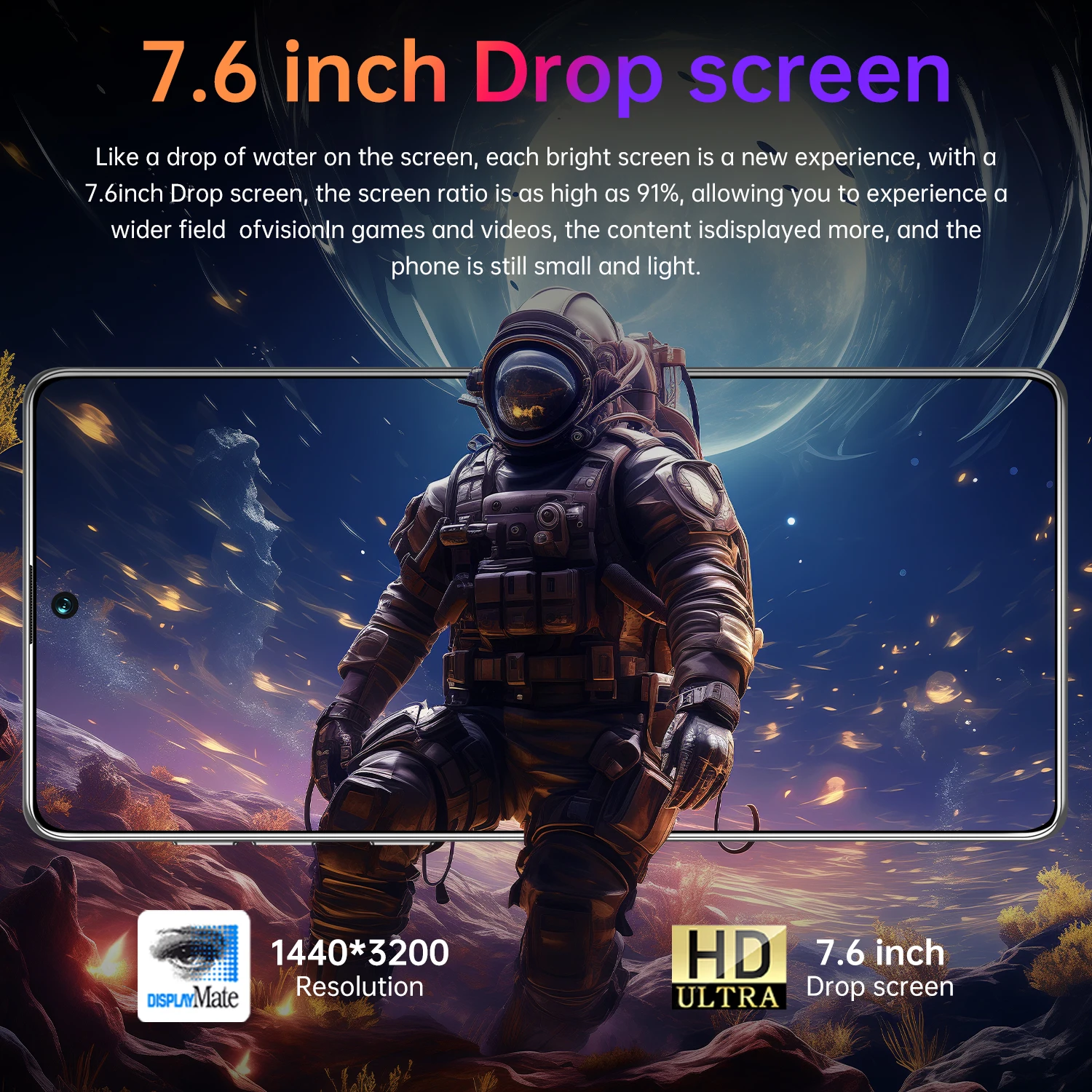 Spark 20 프로 스마트폰, 7.6 인치, 16G + 1T, 72MP + 108MP 안드로이드 휴대폰, 잠금 해제 셀룰러, 7800mAh, 5G 네트워크 휴대폰