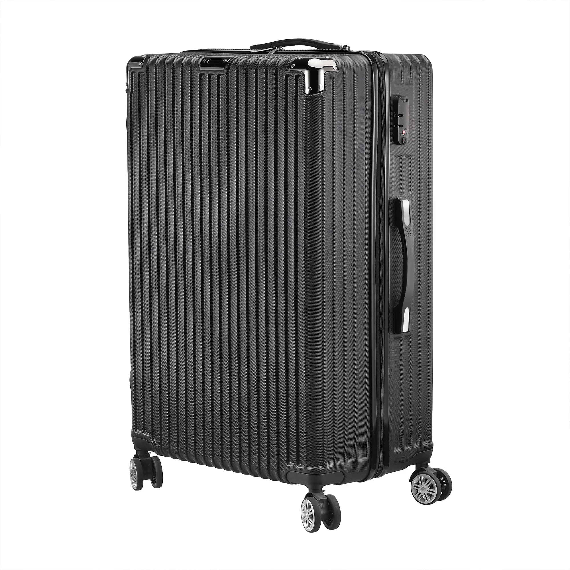 3-teiliges Gepäckset, ABS-Koffer mit TSA-Schloss und leisen Universal-Spinner-Rollen für Reisen, Schwarz – Detail 7