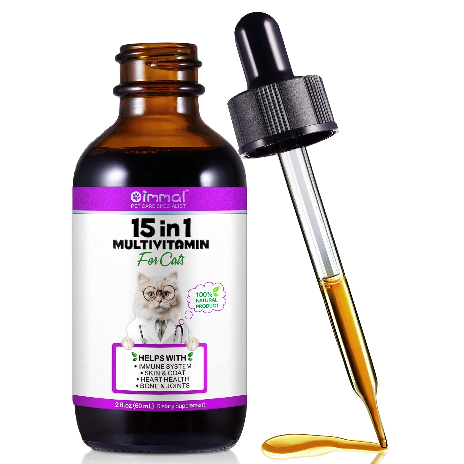 Cat Vitamins and Supplements Liquid Drops 15-in-1 for Pet pet nutrition supplement,pet multivitamin supplements
