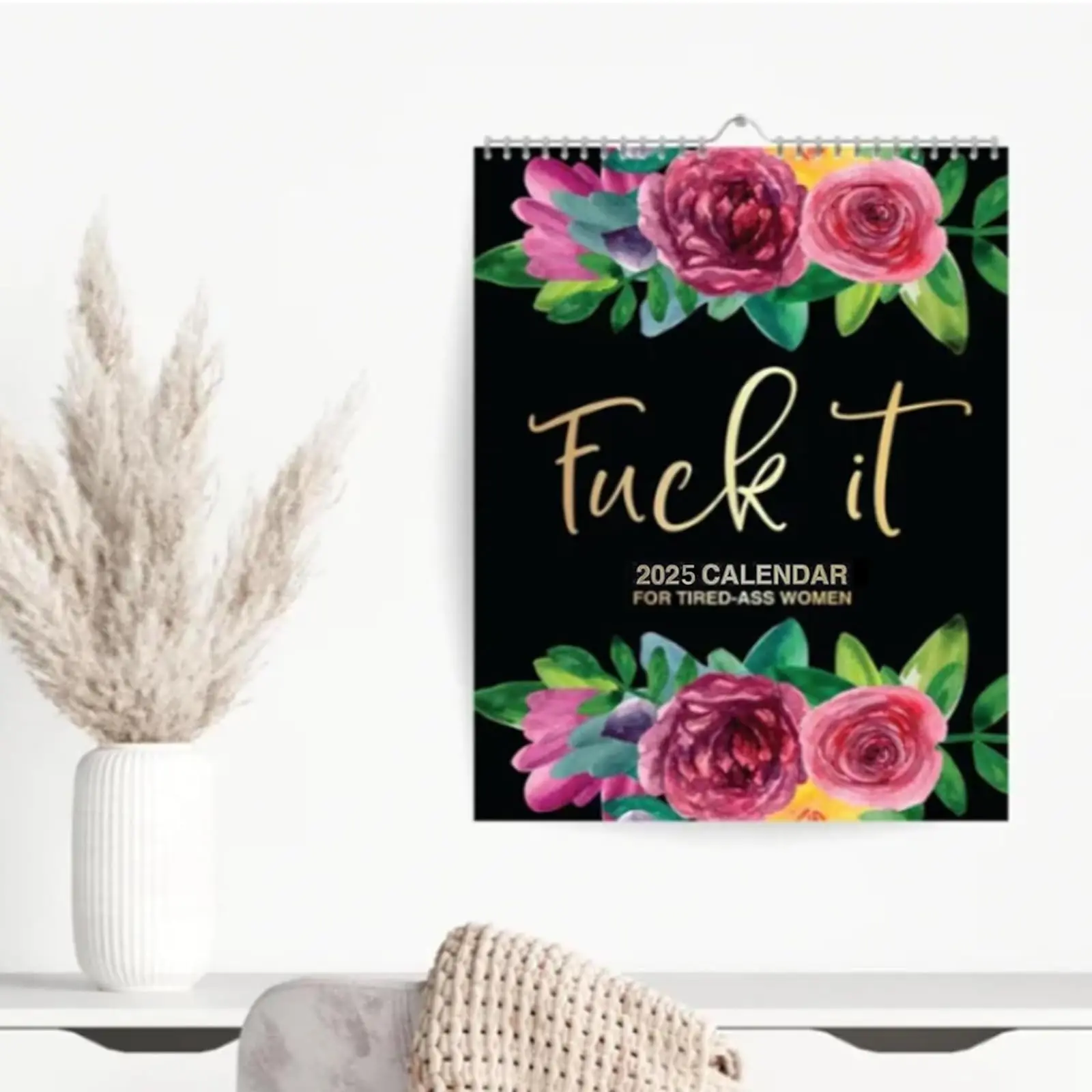 Wall Calendar Calendar For Tired-Ass Women Paper Funny 12 Months Of Flower calendar Sayings Wall Calendar Indoor Unique Gifts