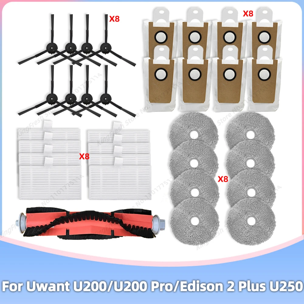 Compatível com Peças de Reposição para Uwant U200u200 Proedison Plus Robot Aspirador de pó Escova Lateral Filtro Hepa Pano de Limpeza Pano de Substituição Acessórios