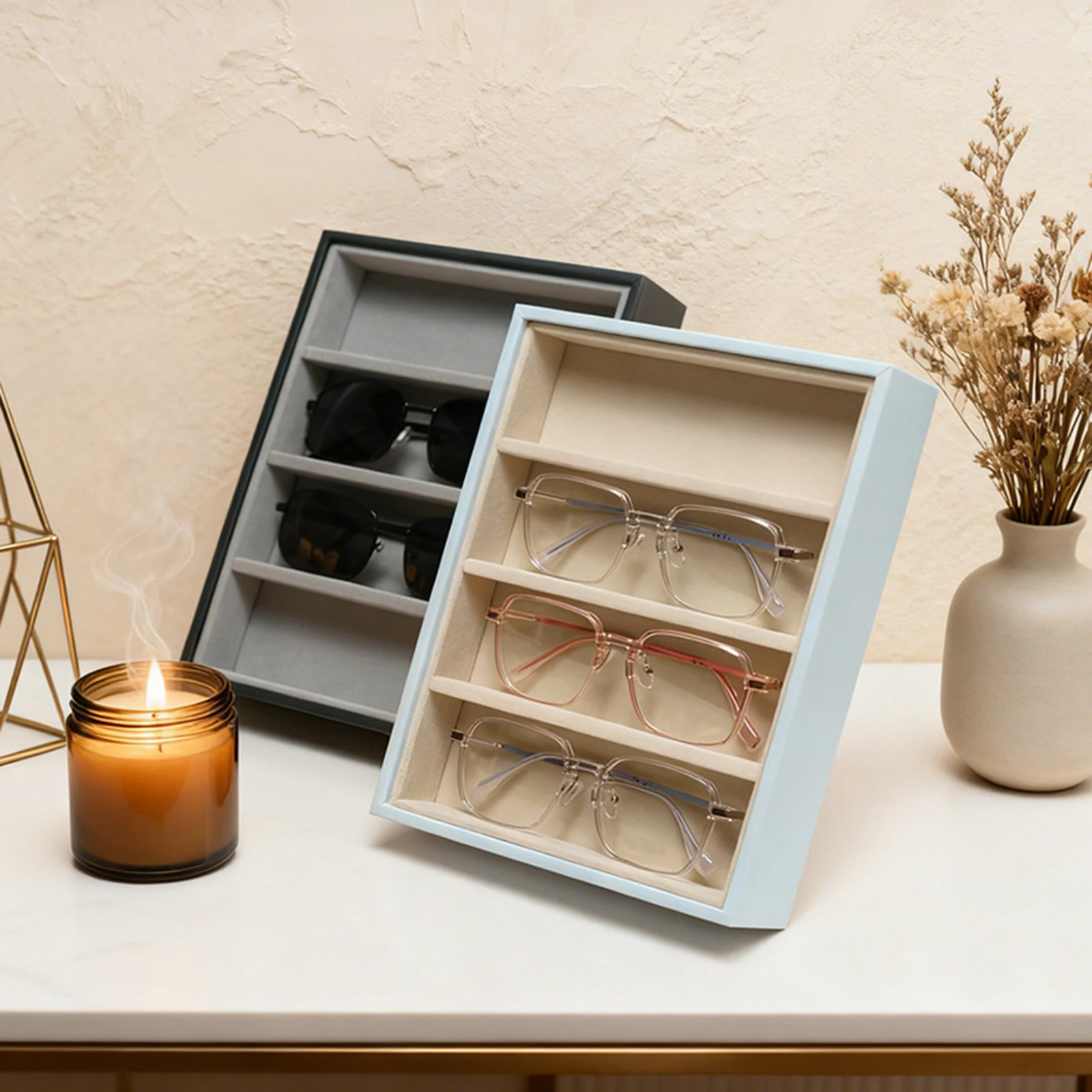 Zonnebril Opbergorganizer, Brilhouder Aan De Muur, Hangende Brillen Aan De Wandtas Gemonteerd 15 Sleuven Vilt Doek Ophangen Brillen Display Organizer