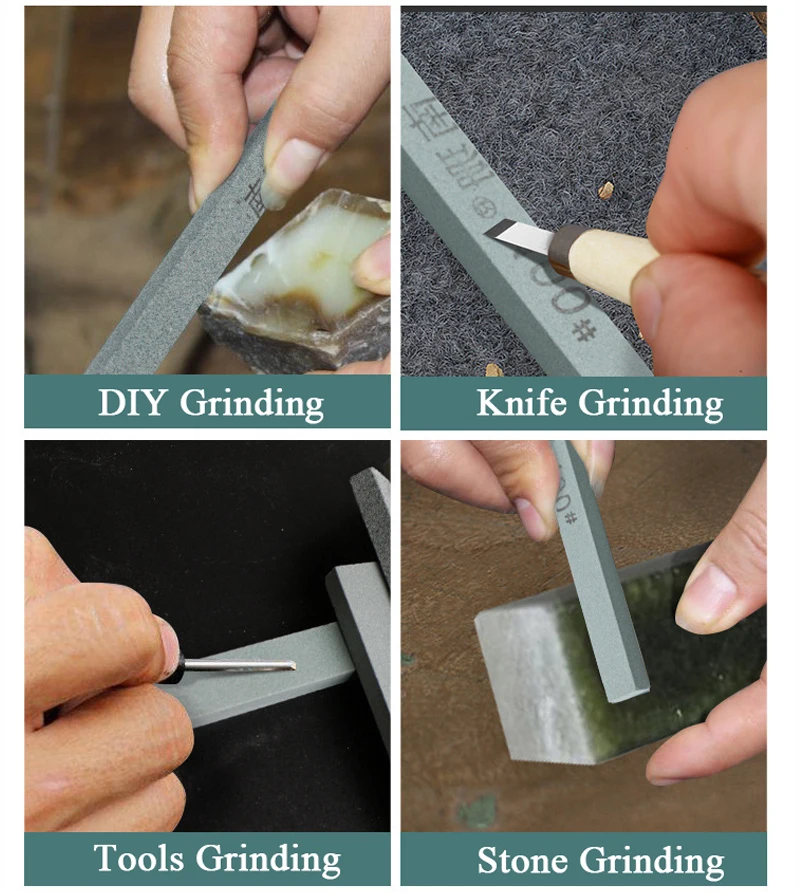 Green Round Oil Stone For Sharpening - 4 Pcs Abrasive Rods, 150x10mm, Boride Material, Works Wet Or Dry - View #8