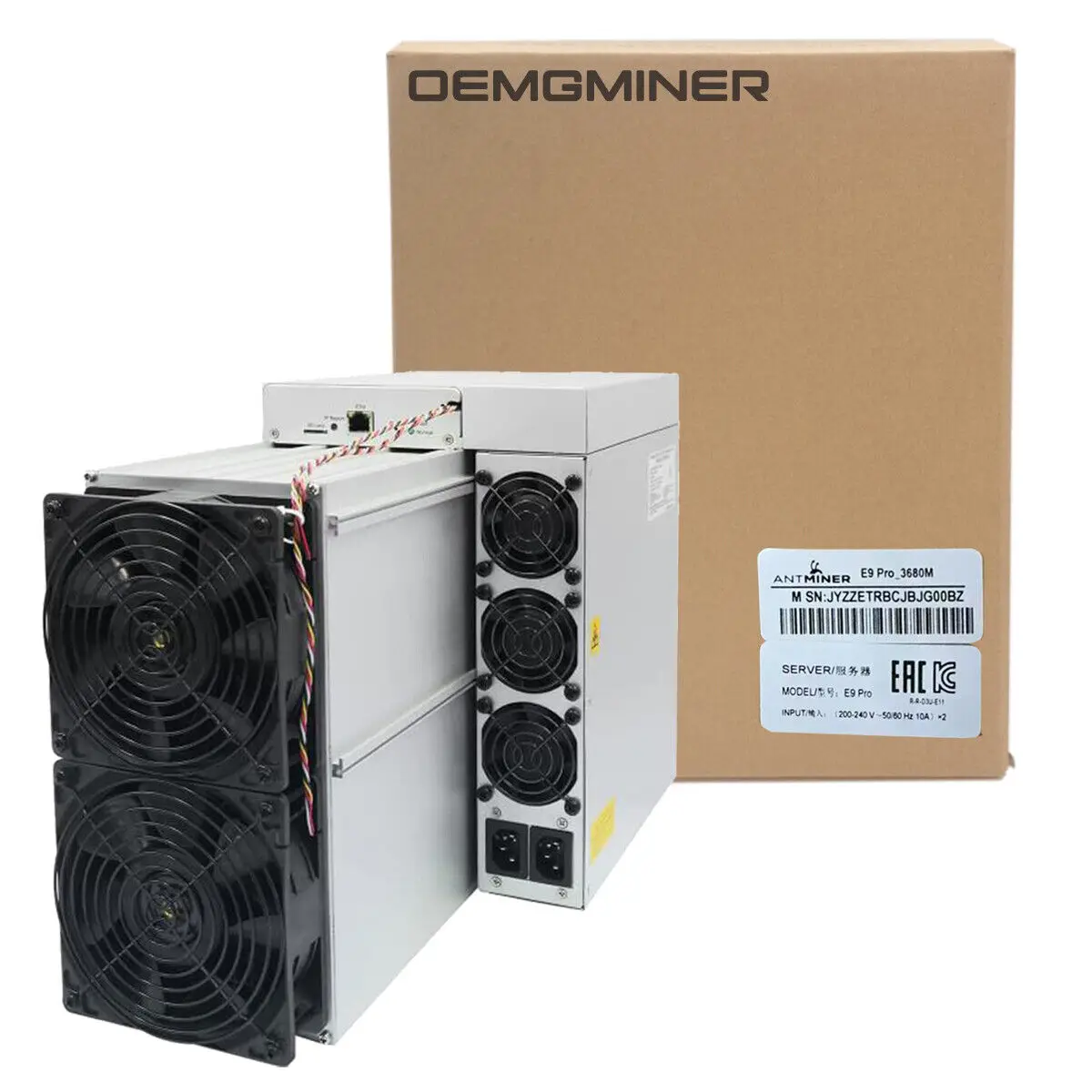 

EP ORIGINAL New Bitmain Antminer E9 Pro 3680Mh/s±10% 2200W ETC Asic Miner 3.68Gh/S