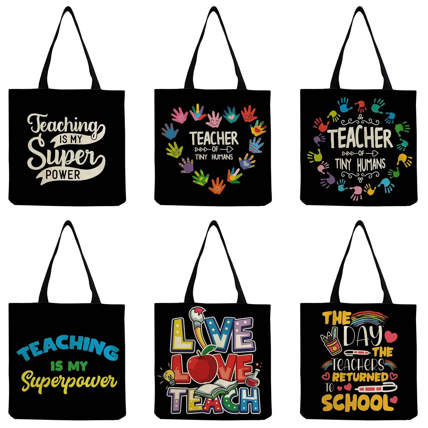 

Eco Friendly Outdoor Customizable Bag Shopper Bags Portable Foldable School Teacher Gift Shoulder Bag High Capacity