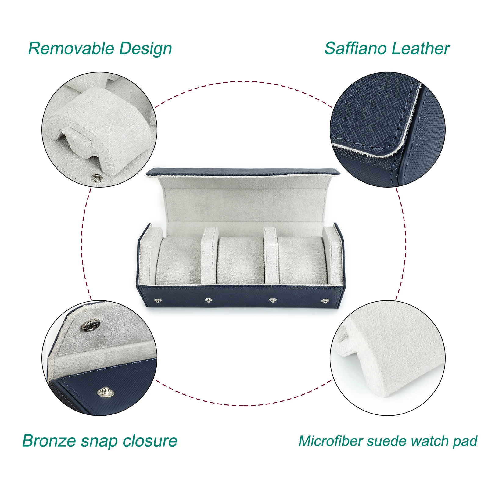 Luxury Genuine Leather Watch Roll Watch Storage Box Travel Watch Case Gift Box Green Watch Pouch