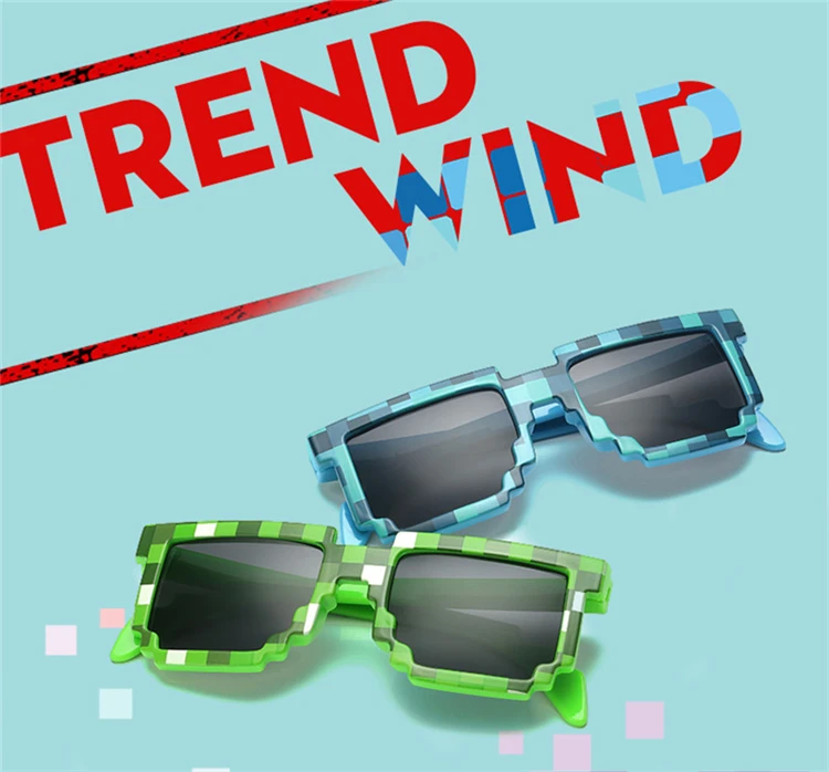 

Cosplay Square Glasses Novelty Mosaic Sun Glasses Unisex Pixel Sunglasses Adults Kids Action Games Toy Children Gift Decorate