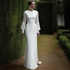 Mermaid Wedding Dress Long Puffy Sleeves O Neck Trumpet Wedding Gowns for Women 2023 Bride Backless Buttons Elegant Bridal Dress 1