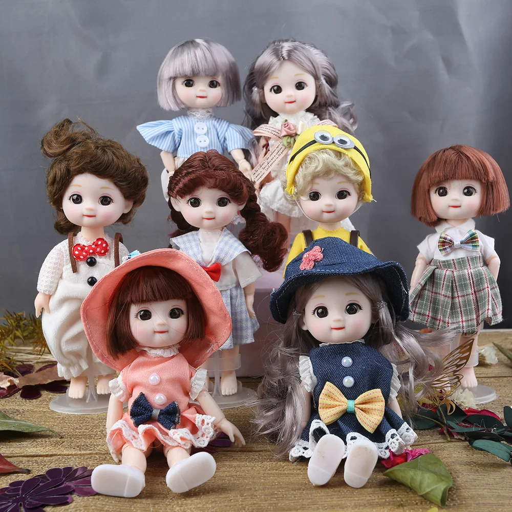 16cm Full Set BJD Doll 13 Moveable Joint Dolls Yellow Eyes3D Blue Eyes bjd Toy Smile Face Dress Up Make Up Toys Girls Gift Dolls 16cm full set bjd doll 13 moveable joint dolls yellow eyes3d blue eyes bjd toy smile face dress up make up toys girls gift dolls