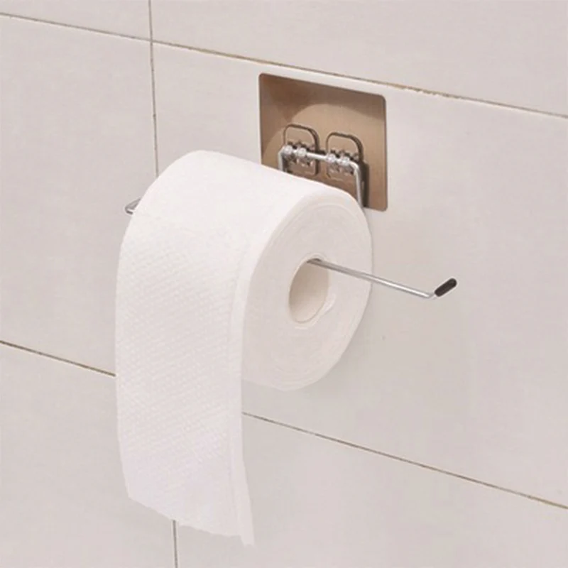 Lazy Person Cloth Stainless Steel Bracket Without Punching Pasted Kitchen Bathroom Toilet Tissue Storage Rack Hanging Rack
